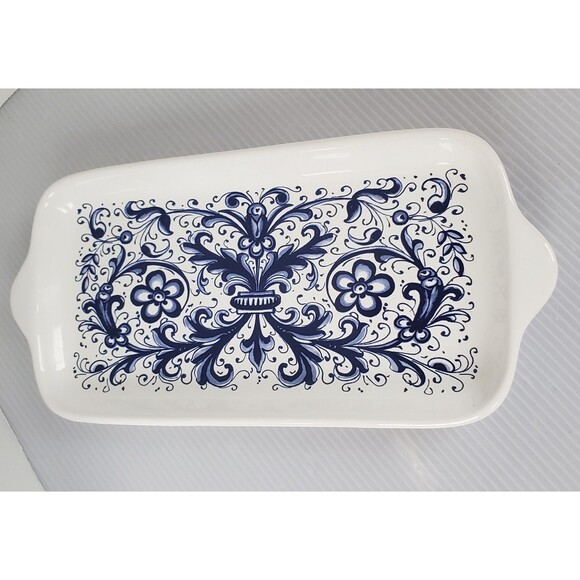 Nova Deruta Serving Snack Appetizer Plate Tray 12.25” Italian Arabesco Floral - Picture 7 of 9